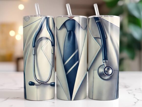 20oz Doctor Uniform Tumbler Wrap PNG Review