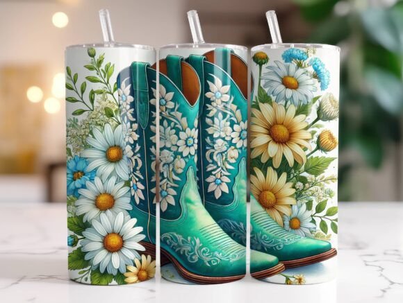 20oz Floral Cowgirl Boots Tumbler Wrap Review