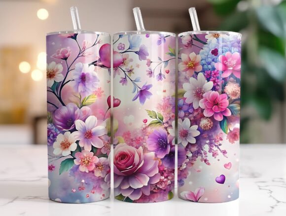 20oz Romantic Spring Flower Tumbler Wrap