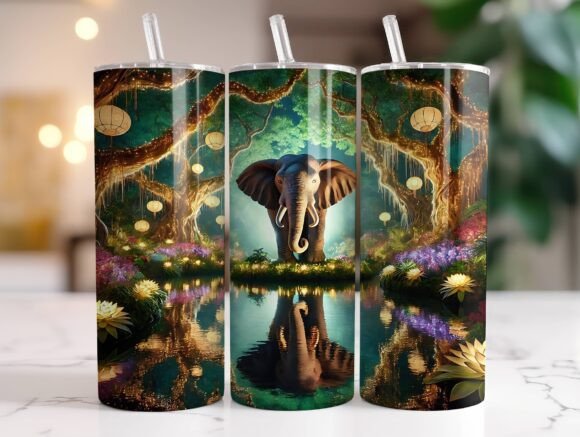 Enchanted Forest Elephant Tumbler Wrap