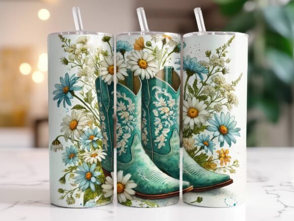 Floral Cowgirl Boots Tumbler Wrap Design Review