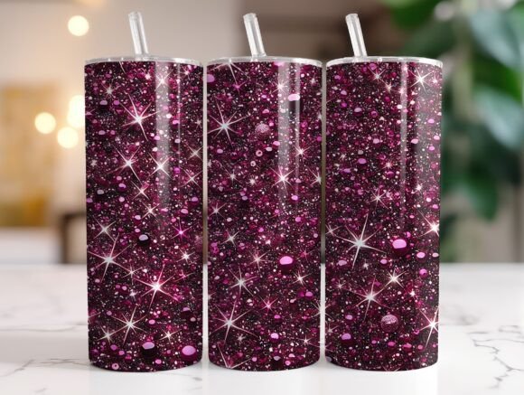 Fuchsia Pink Glitter 20 Oz Tumbler Wrap