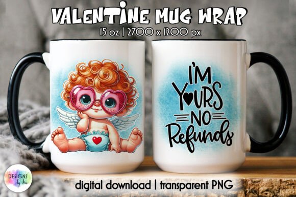 Funny Cupid Valentines Coffee Mug Wrap