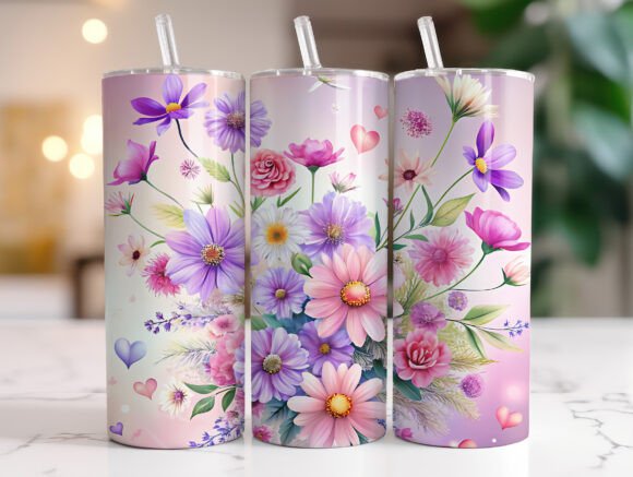 Heartfelt Floral Symphony Tumbler Wrap