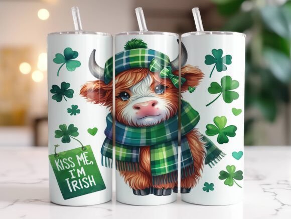 Highland Cow St Patrick's Day Tumbler Design Review