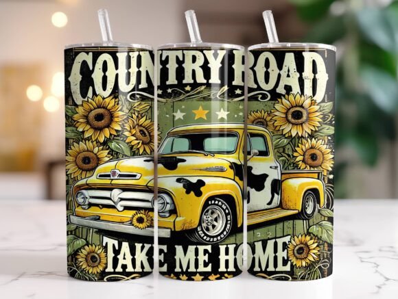 Vintage Country Road Tumbler Wrap PNG Review